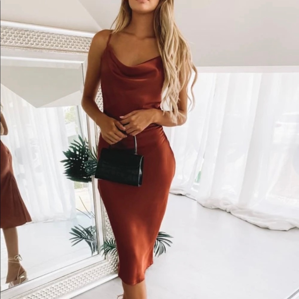 Rust Midi Slip Dress